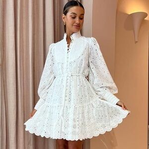 ASA Fashion Group Tiptupu  White Corton Eyelet Mini Dress **missing belt